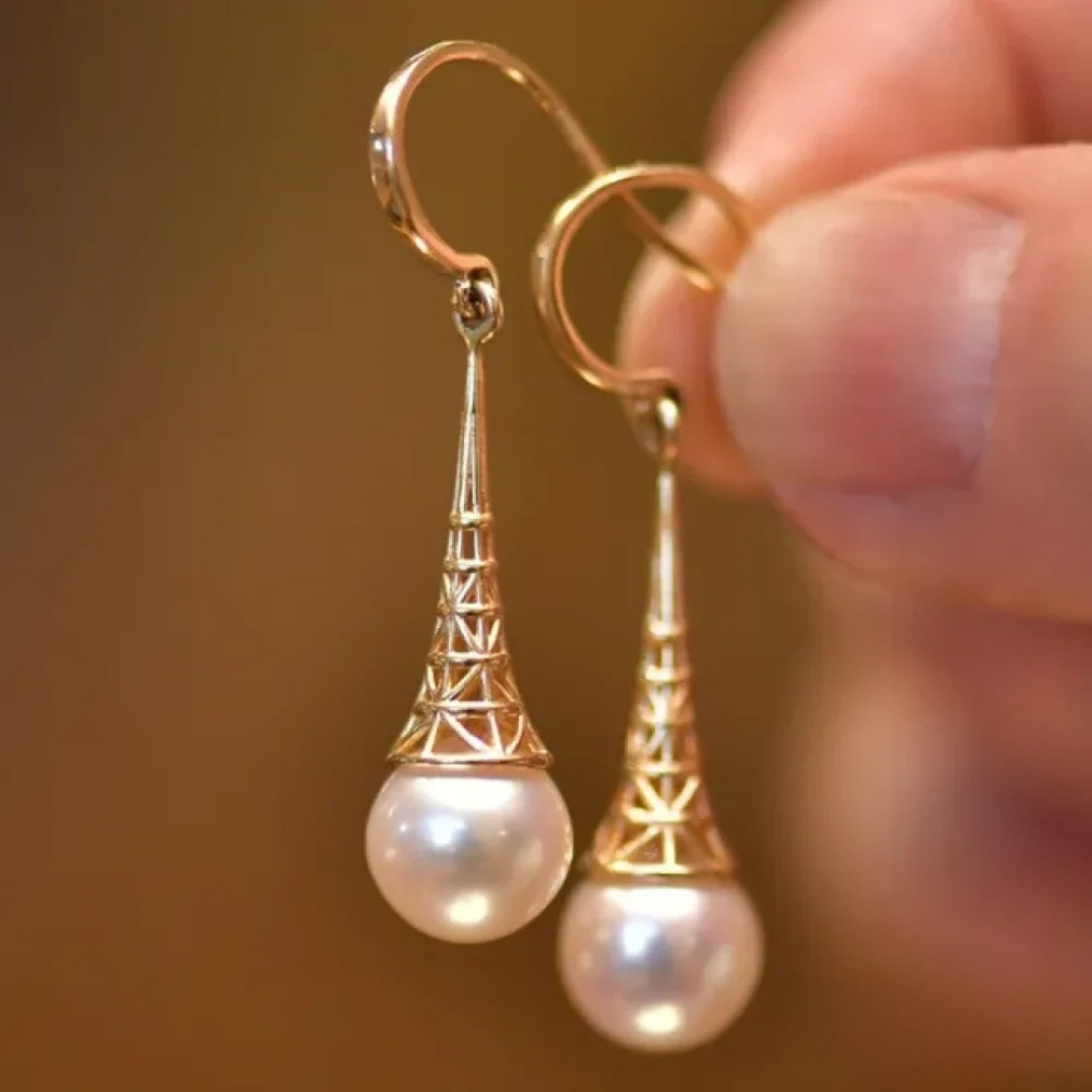 Gold Vintage Pearl Earrings
