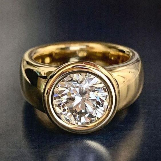 Forged Gold Ring with Vintage Zirconia