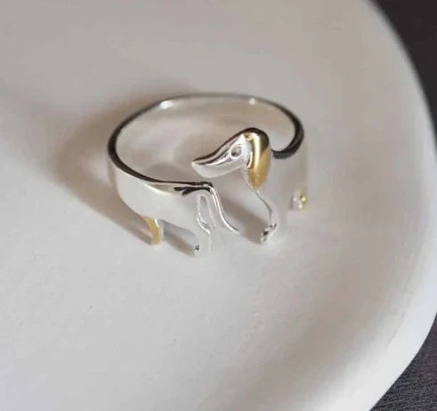 Silver Dachshund Adjustable Ring