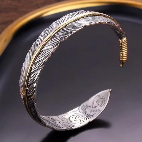 Vintage Feather Cuff Adjustable Bracelet