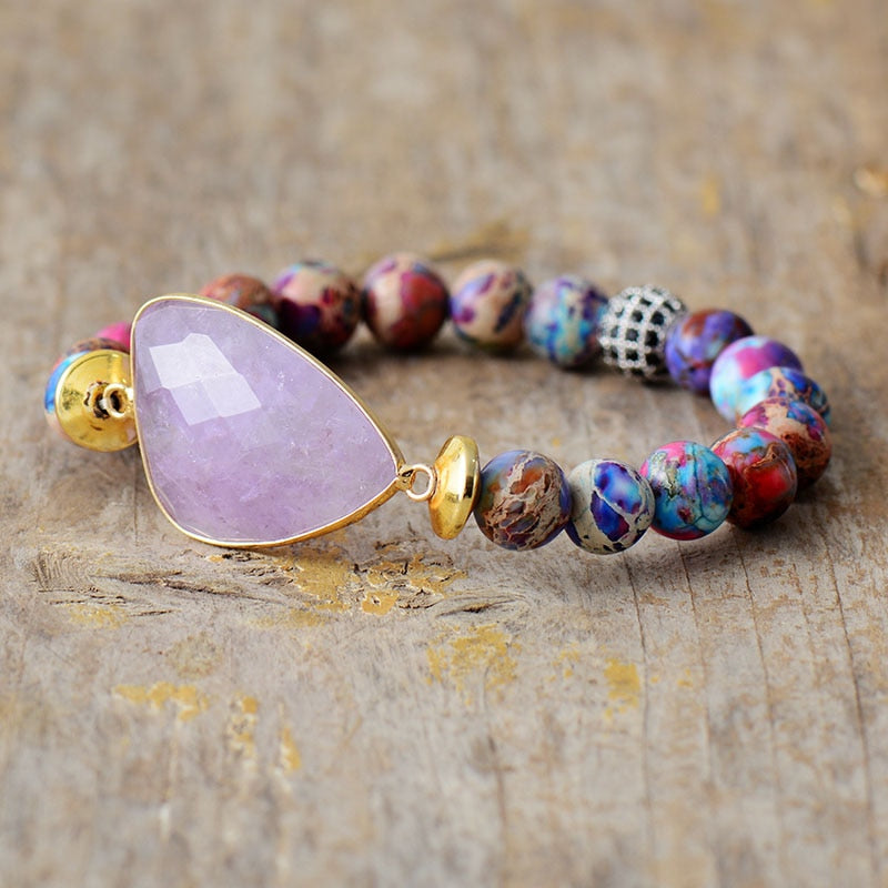 Boho-Chic Amethyst Bead Bracelet
