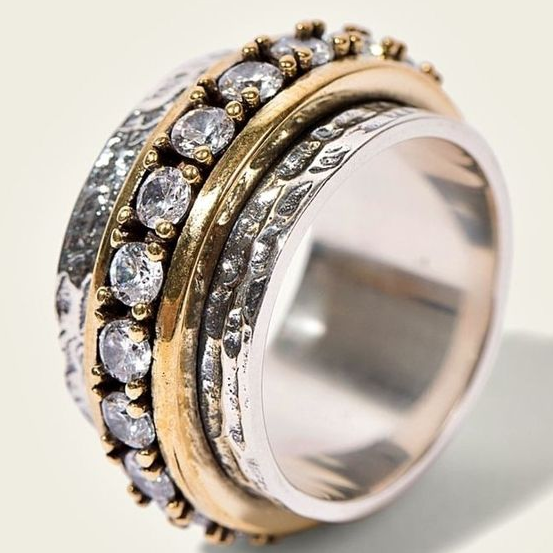 Timeless Gold & Silver Zirconia Ring