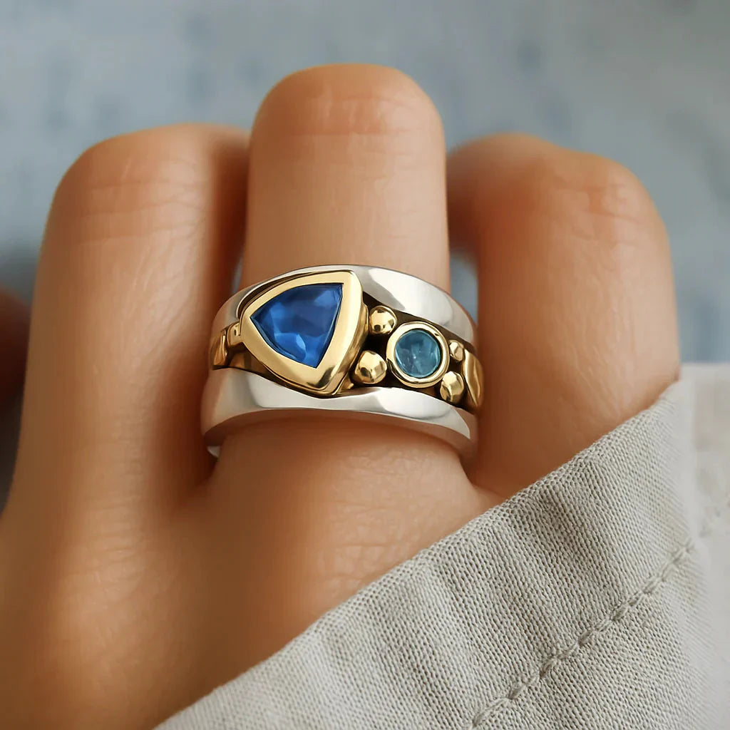 Unique Vintage Blue Crystal Ring