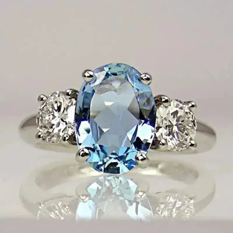 Exclusive Silver Ring with Blue Diamond Crystal