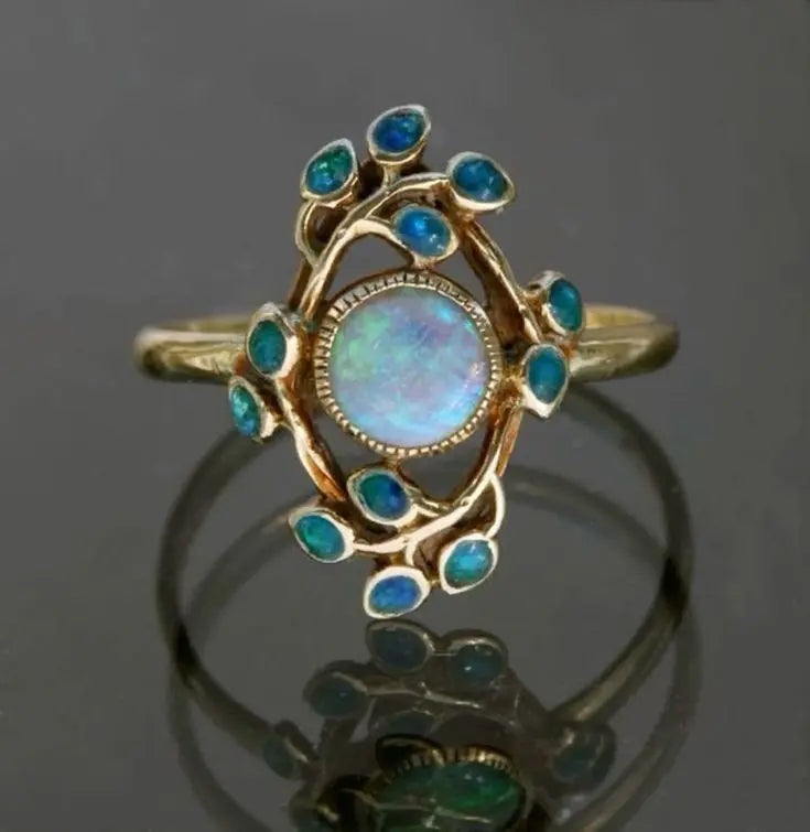 Blue Crystal & Opal Vintage Ring