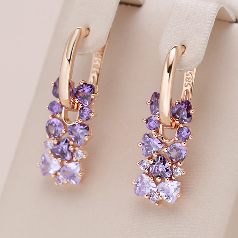 Chic Rose Gold Purple Dangles