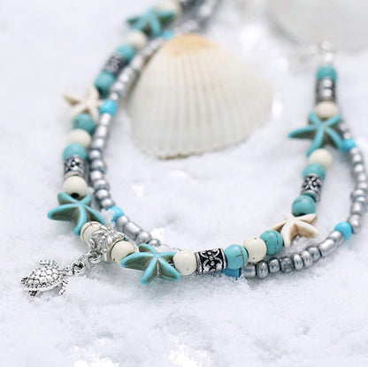 Beach Sea Star & Turtle Anklet
