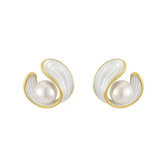 Gold Pearl & Opal Earrings