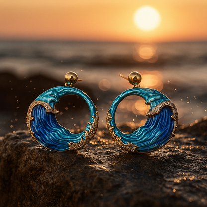 Elegant Hand-Painted Wave Earrings