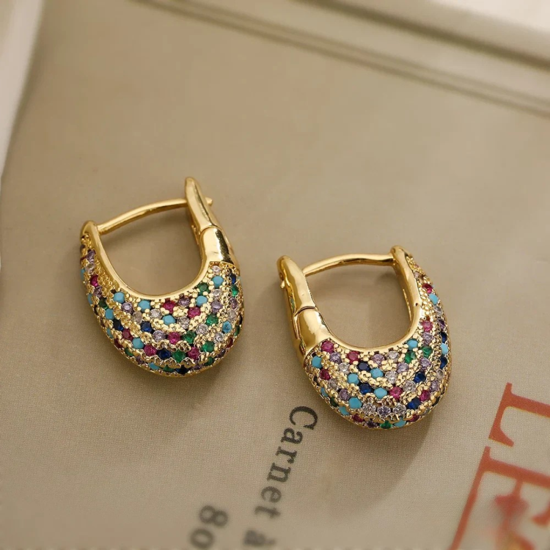 Chic Colorful Crystal Inlay Earrings
