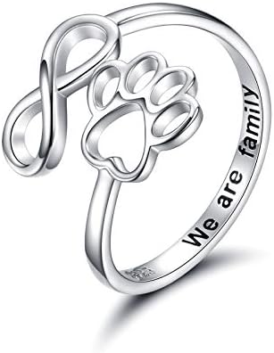Paw & Heart Ring Adjustable 925 Sterling Silver
