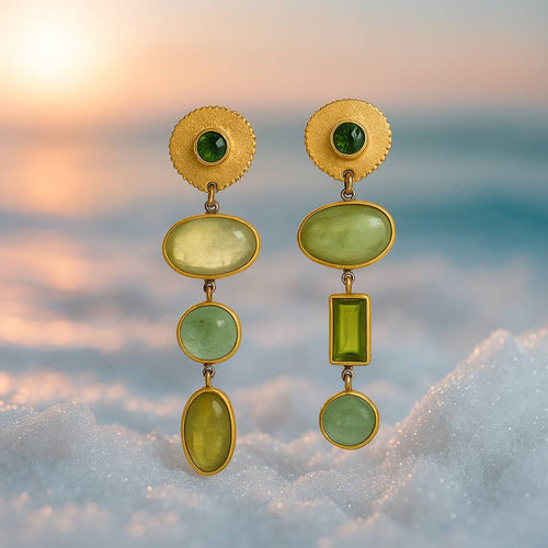 Golden Forest Green Earrings