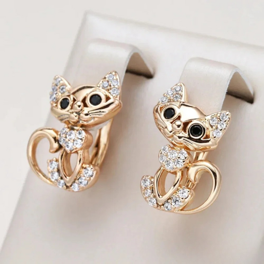 Chic Zirconia Cat Earrings