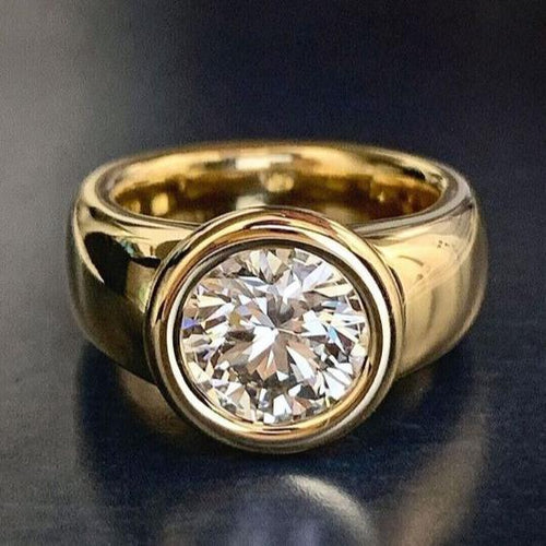 Vintage-Inspired Forged Gold Ring with Zirconia