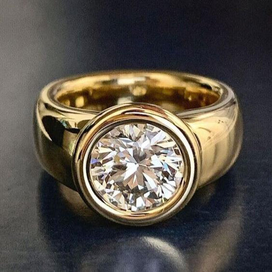 Vintage-Inspired Forged Gold Ring with Zirconia