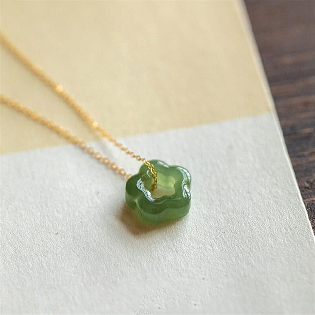Green Jade Flower Necklace