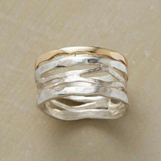 Timeless Gold & Silver Hollow Ring