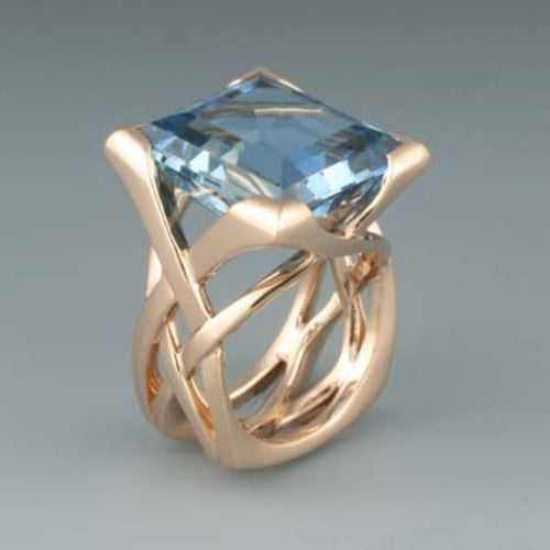 Timeless Rose Gold Blue Zirconia Elegance Ring