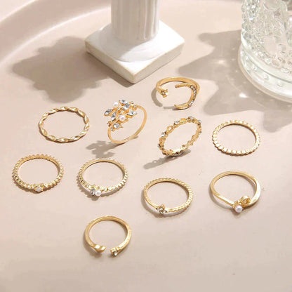 10 Pack of Bohemian Silver & Gold Rings