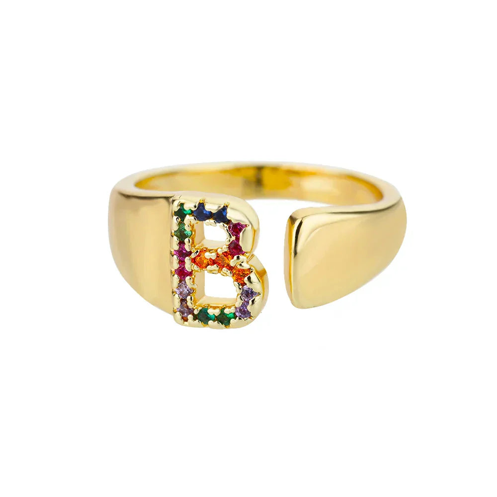 Bloom - Gold Stainless Steel Initial Ring