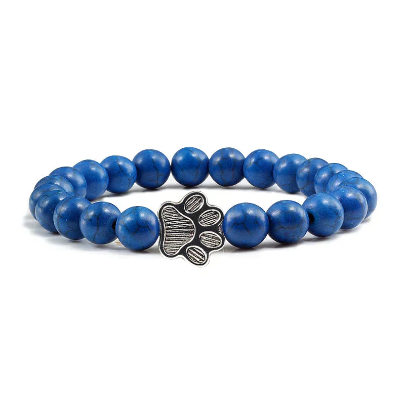 Beaded Paw Bracelet – Natural Stone Design
