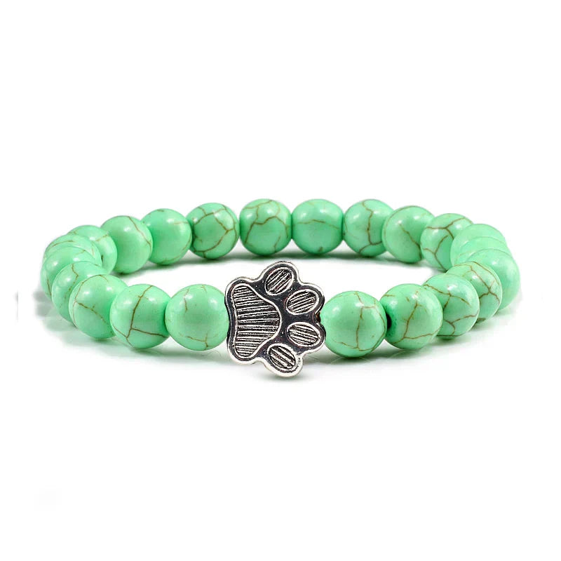 Beaded Paw Bracelet – Natural Stone Design