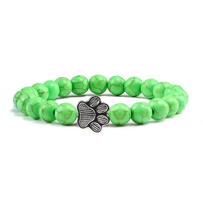 Beaded Paw Bracelet – Natural Stone Design