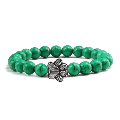 Beaded Paw Bracelet – Natural Stone Design