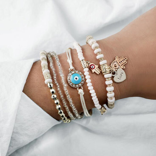 Hamsa Charm Bracelet Set