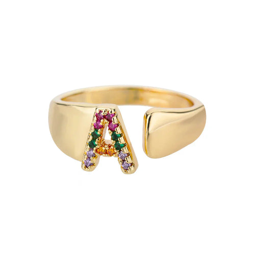 Aura - Gold Stainless Steel Initial Ring