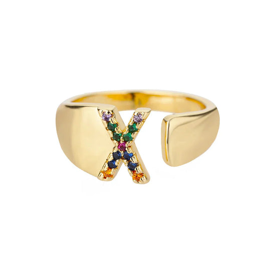 Xhale - Gold Stainless Steel Initial Ring