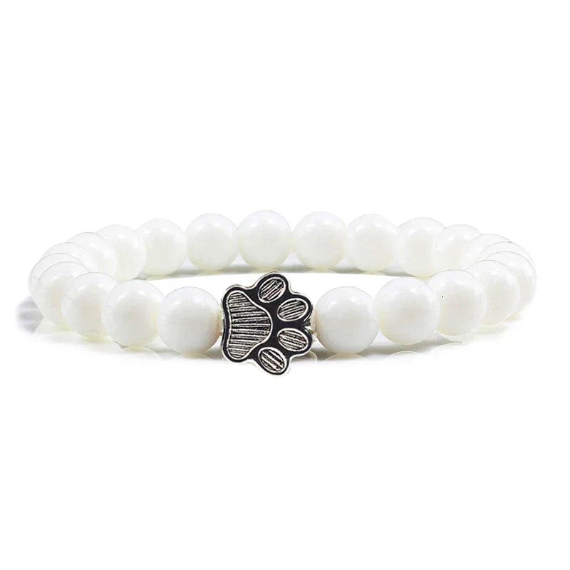 Beaded Paw Bracelet – Natural Stone Design