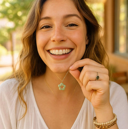 Green Jade Flower Necklace