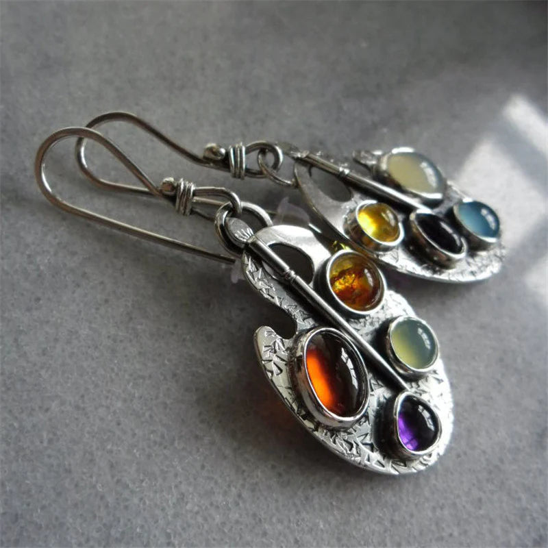 Multicoloured Stone Vintage Earrings