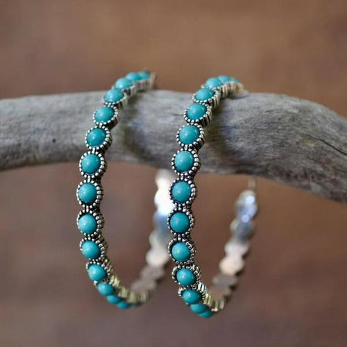 Exclusive Vintage Turquoise Hoop Earrings