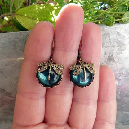 Unique Antique Gold Blue Crystal Earrings