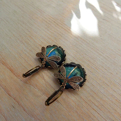 Unique Antique Gold Blue Crystal Earrings