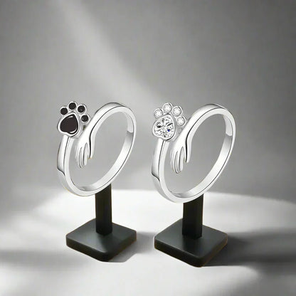 Adjustable Ring Hand and Paw Print Design