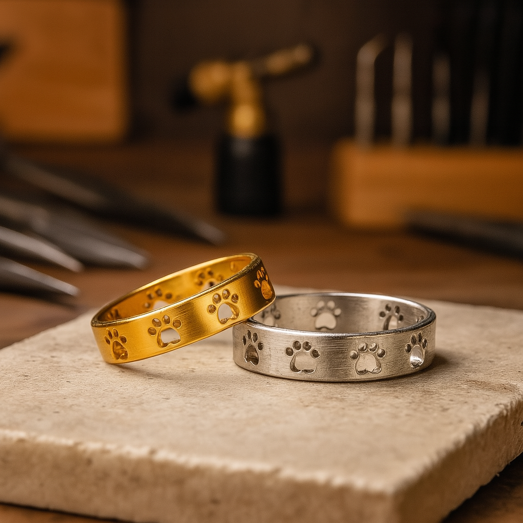 Gold-Tone Paw Print Ring