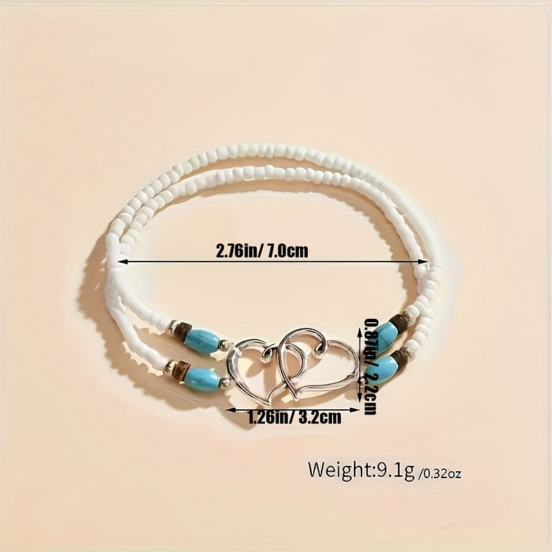 Elegant Double Heart Anklet Set