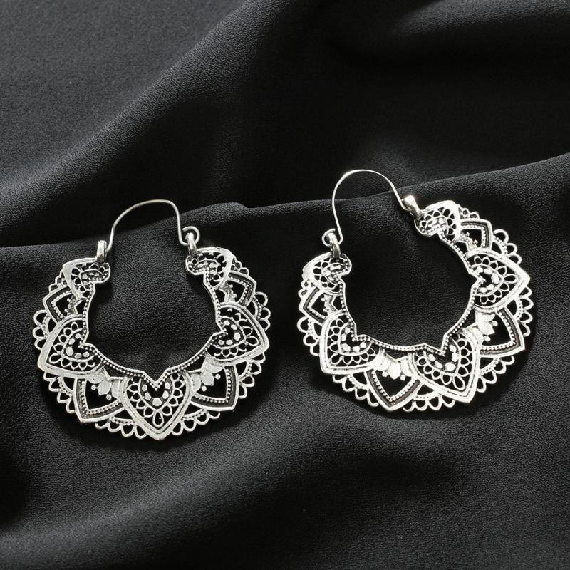 Boho Lotus Hoop Earrings