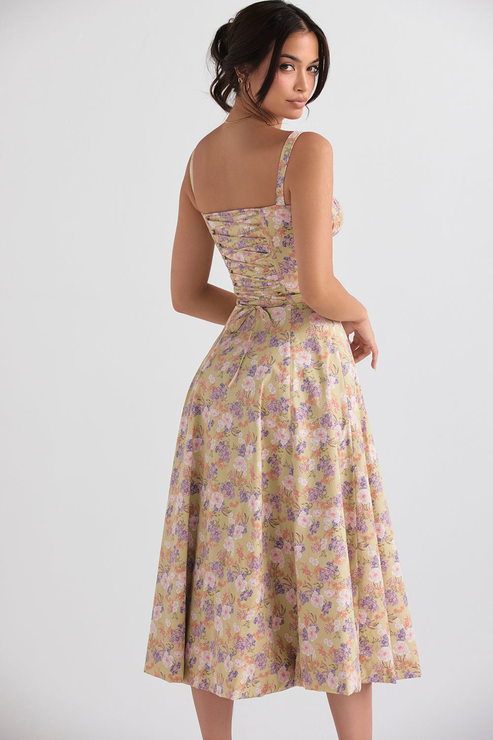 Floral Bustier Midriff Dress