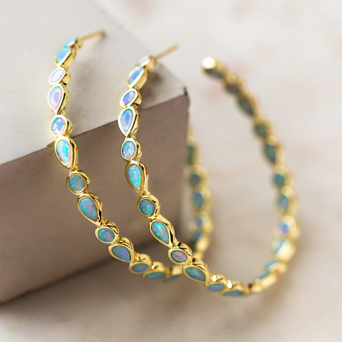 Paige - Vintage Blue Opal Ring Earrings