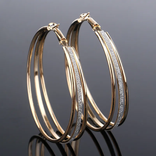 Radiant Retro Gold Hoop Earrings