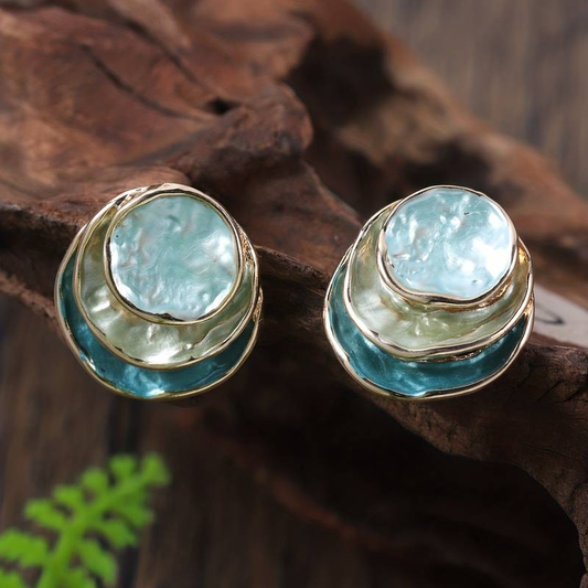 Exclusive Vintage Hand-Painted Layered Round Earrings