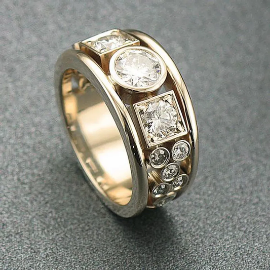 Timeless Gold Zirconia Elegance Ring
