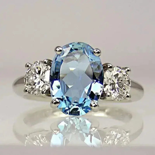 Exclusive Silver Ring with Blue Diamond Crystal