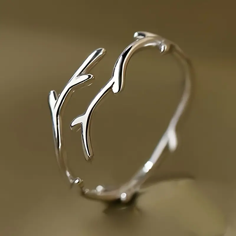 Branch-Shaped Silver Ring