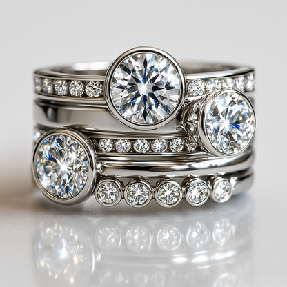 Elegant Silver & Crystal Layered Ring