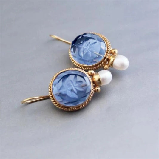 Classic Blue Pearl Earrings